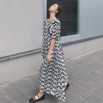 Gentle wind maternity dress temperament retro chiffon dress summer long dont show belly print dress long skirt