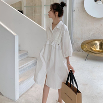 Gentle style maternity dress Spring Summer new 2021 fashion foreign style white nursing shirt skirt