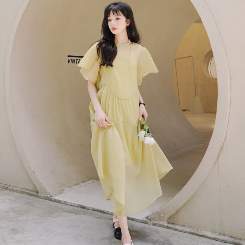 Pregnant women Net red suit summer fairy dress 2021 spring summer thin pregnant woman two-piece chiffon dress