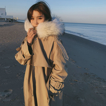 Pregnant women windbreaker cotton-padded clothing women long over the knee Parker clothing autumn and winter 2021 New thickened tooling coat