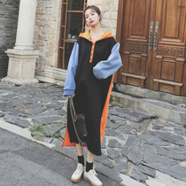 Pregnant women plus velvet breastfeeding sweater skirt womens autumn and winter clothes tide 2020 New Style Fashion mid-length dress