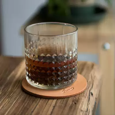 Retro tanned leather coaster home cup with heat insulation pad thick cafe style creative ornaments support lettering