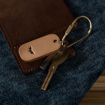 Tanned cowhide Brass Pendant niche designer car keychain leather creative personality gift