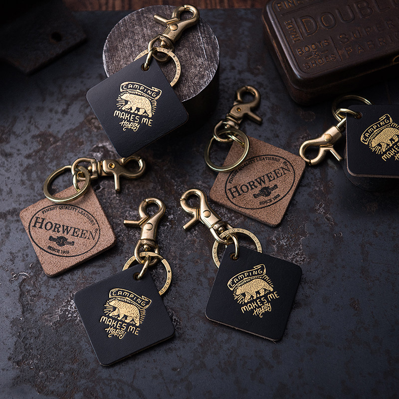 Holwin Horween CXL aged tea core effect American vintage keychain pendant bag small accessory