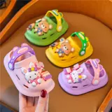 Детские слайдеры, летние мультяшные тапочки, нескользящие туфли, мягкая подошва