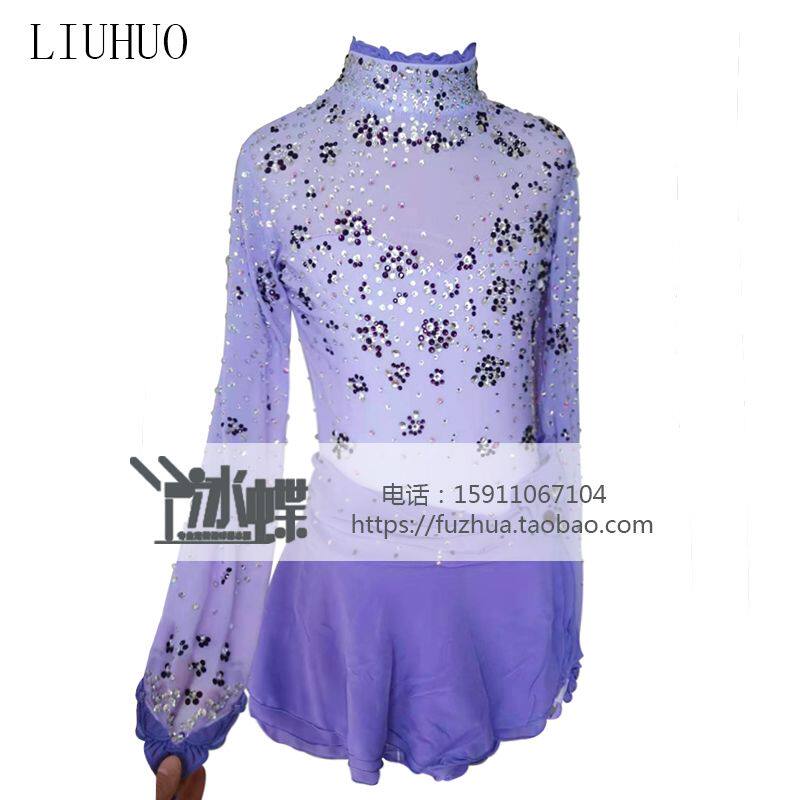 LIUHUO specializes in tailored pattern skirt competition test for children's purple BD1001