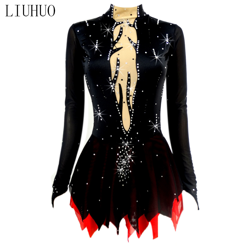 LIUHUO figure skating competition suit skating suit children's figure skating performance suit black BD259