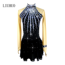 LIUHUO girl dance dress figure skating suit professional custom ice skirt black backless BD274