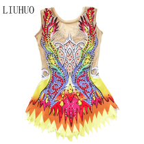 Liuhuo Art Gymnastics Costume Competition Costume Gymnastics Performance Costume Girls Cheerleading Clothes Orange Yellow BD513