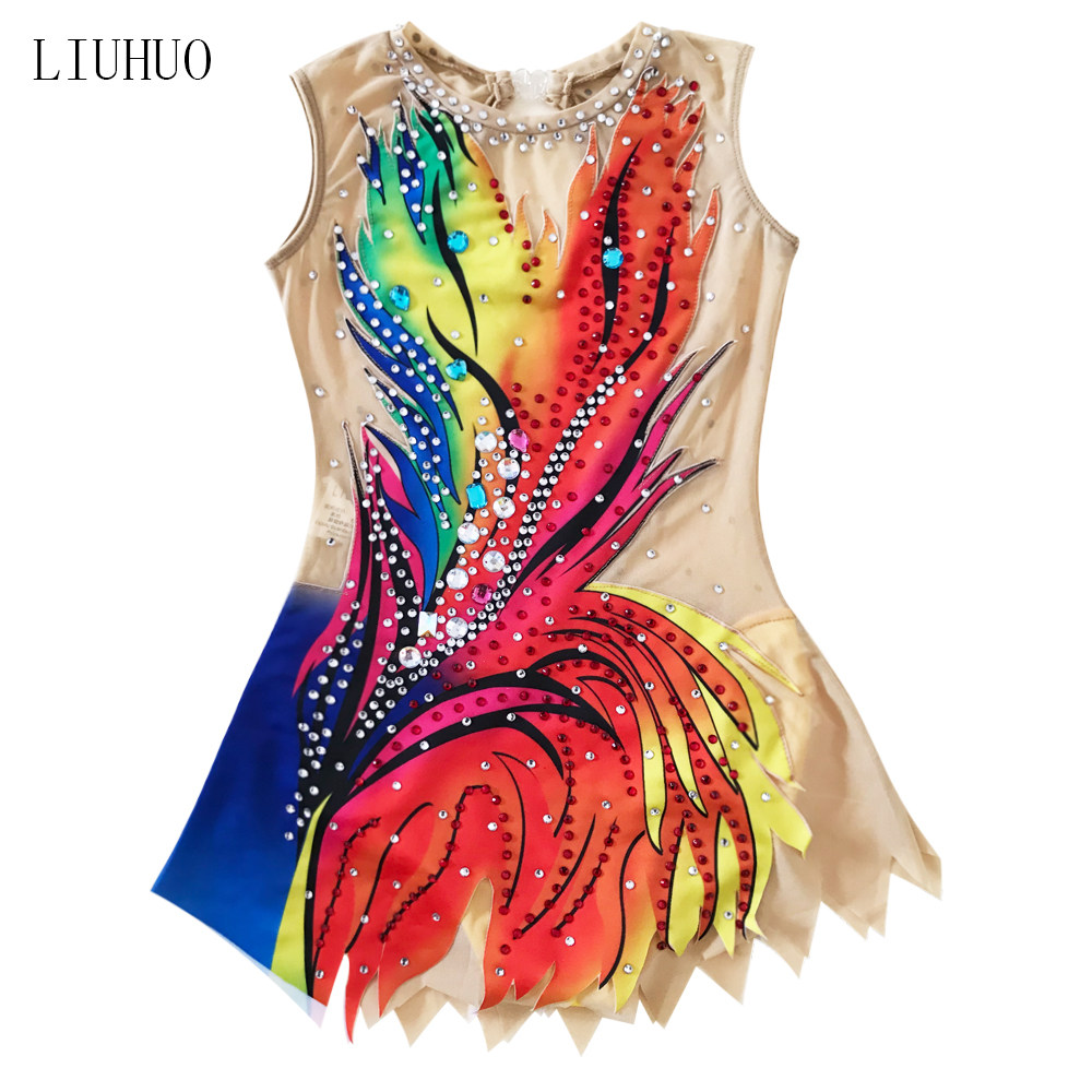 LIUHUO Art Gymnastics Games for Children's Cheerleader Competition Dressing Orange BD502