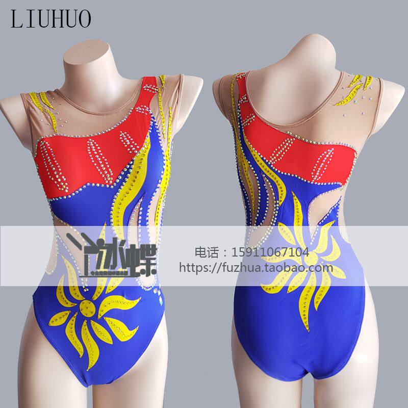 LIUHUO Synchronized Swimming Competition Swimsuit Performance Swimsuit Children's Female Swimming Team Performance Suit Purple BD1012