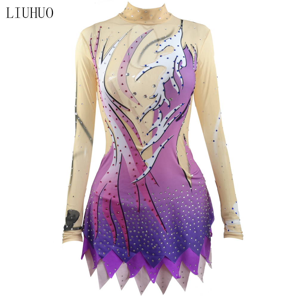 LIUHUO Children's Artistic Gymnastics Competition Suits the Gymnastics Out of the Figure Skating Competition Purple BD529