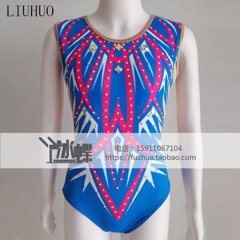 LIUHUO gym suit bodybuilding competition art examination cheerleading performance ball professional sports suit blue BD650 - Taobao