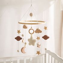 Stars moon and clouds crib pendant starry sky bed bell simple baby room decoration wooden wind chime pendant