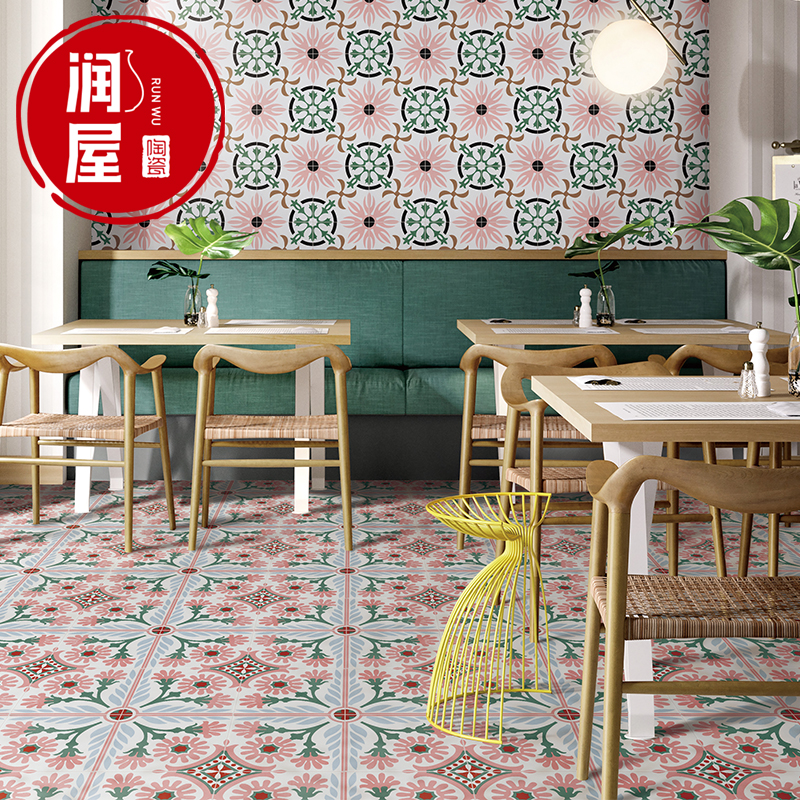 Kitchen wall tile toilet tile pink bathroom tile Nordic non-slip tile balcony floor tile 300x300