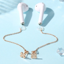 Clover earrings female 2021 New titanium steel ear chain airpods plant flowers sweet wind earphones anti-lost chain