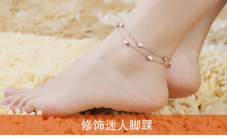 Thời trang đôi tình yêu vòng chân nữ mạ vàng hồng 18k màu vàng đơn giản phù hợp với đồ trang sức chuỗi chân lắc chân nam