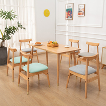 Solid Wood Dining Table Chair Modern Minimalist Chair Single Chair Hotel Cafeteria Cafeteria Sweet Milk Tea Fast Food Casual Stool