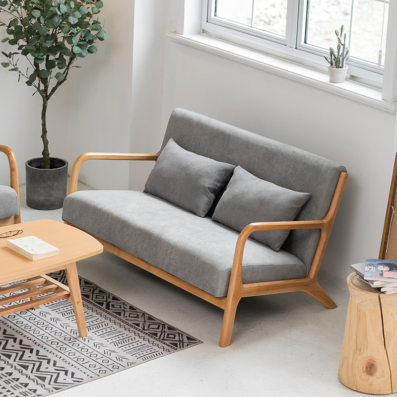 Nordic simple office sofa coffee table combination solid wood homestay small three-person hotel reception room reception sofa