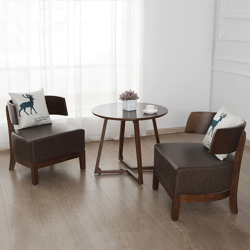 Modern minimalist office reception sofa coffee table combination reception area negotiation hotel lobby leisure solid wood tables and chairs