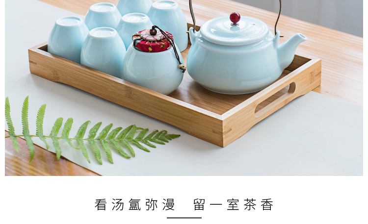 Celadon Nâng Beam Pot Hộ gia đình Ấm trà Chén Trà Đặt Bộ lọc lớn Văn phòng Khách sạn Trà Đặt Ấm trà Ấm bộ ấm chén pha trà đẹp