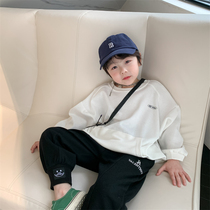 Boys sweatshirt spring autumn 2022 new children fitted with young boy foreign air spring clothing white Korean version Loose Fried Street