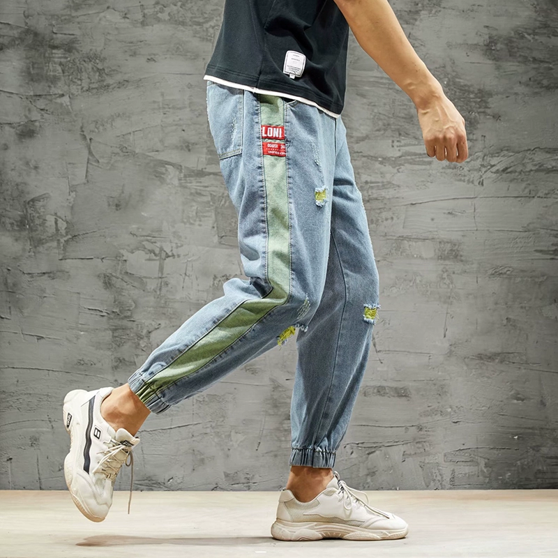 Mùa hè xé quần jeans chín điểm nam phiên bản Hàn Quốc của sinh viên tự tu theo xu hướng giản dị quần nam mỏng chân - Quần jean