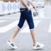 Quần jean nam mùa hè nam cắt cúp nam giới Hàn Quốc Slim Student Xu hướng giản dị Quần đùi nam - Quần jean quần jean nam ống suông Quần jean