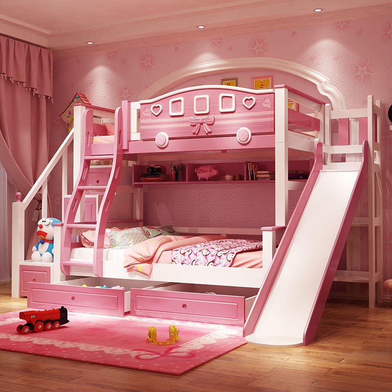 Children's bed Bunk Beds Bunk Bed Twin Beds Girl Princess Bed High And Low Bed Full Solid Wood Primary Bed Furniture Suit Combination