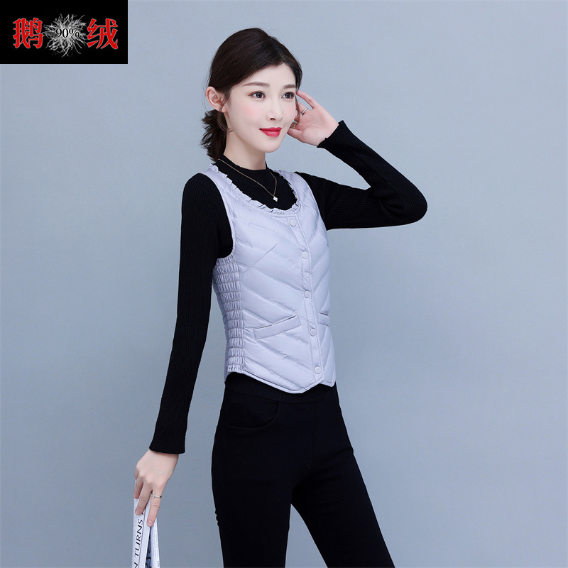 Women's Goose down Vest 2026 New Winter Lightweight Inner Wear Warm Close-Fitting Seamless Small Vest down Jacket Women's Goose down Vest 2026 New Winter Lightweight Inner Wear Warm Close-Fitting Seamless Small Vest down Jacket