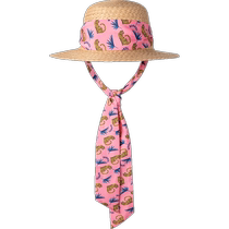 BARREL summer RAPIHA casual holiday printed lace-up braided straw hat sunshade beach hat official flag