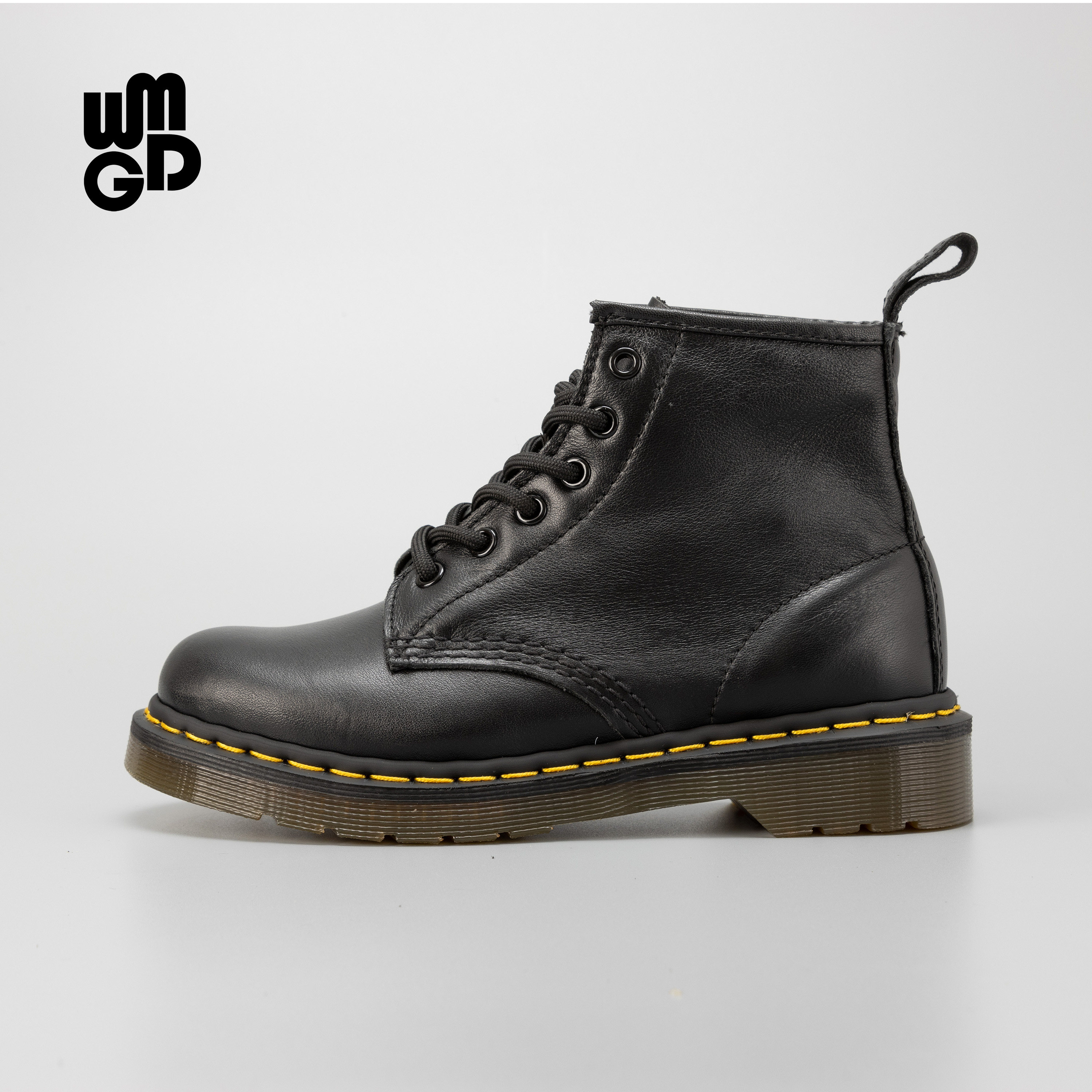 WMGD Nameless Highlands 6 hole 101 Martin boots women's leg length Black strappy leather boots men's cargo boots