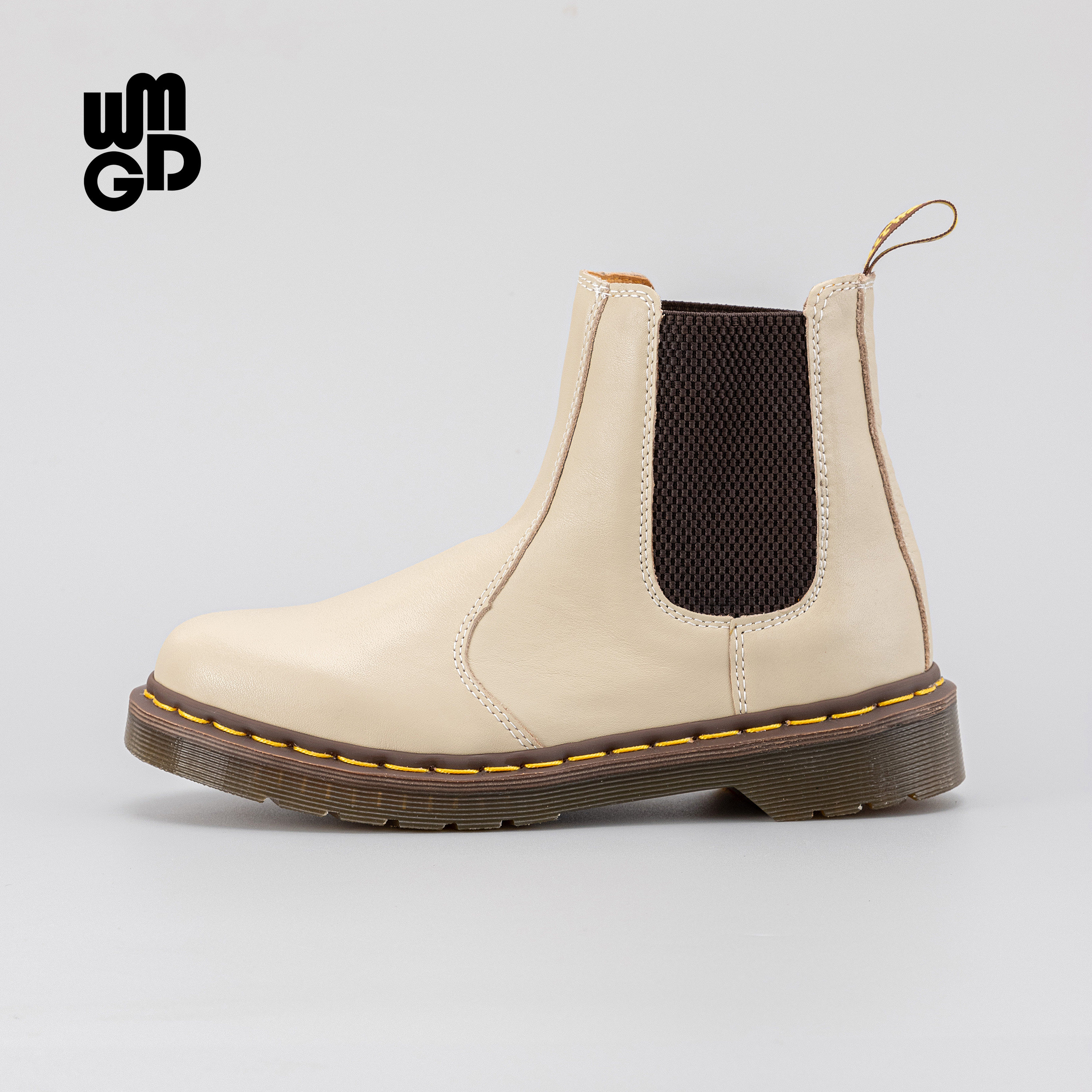 WMGD Unsung Highlands 2976 off-white pointed-toe Chelsea boots women's leather sleeve boots British Style Martin boots