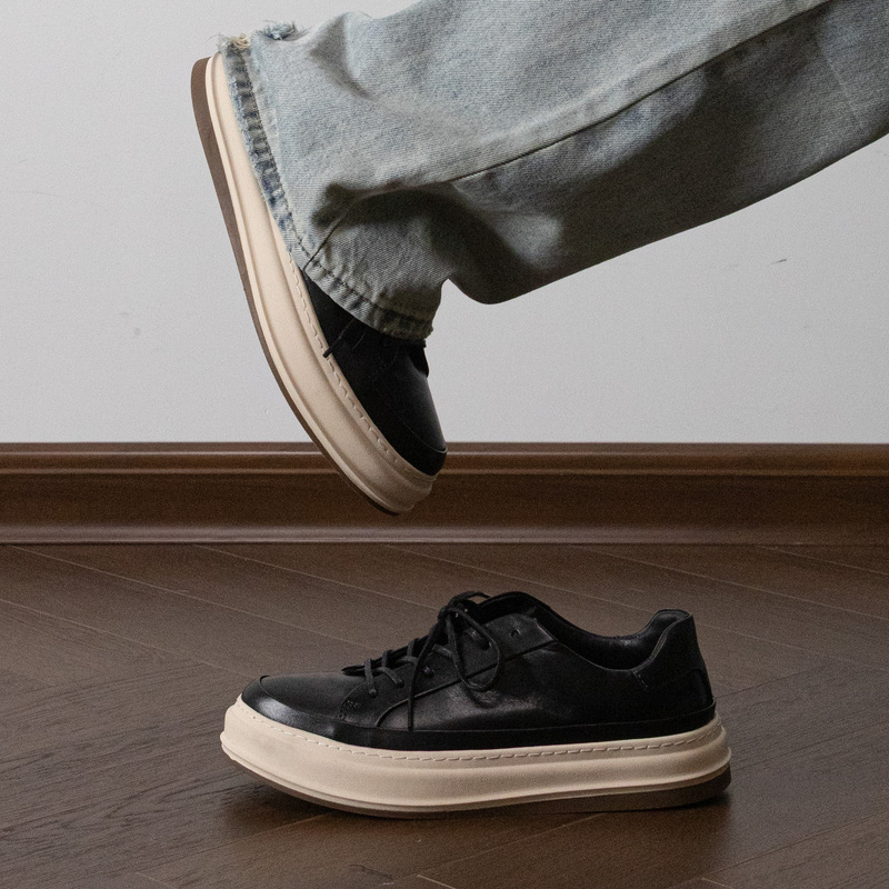 Tbof【Long-Termism】Leather Lace-Up Sports Casual Sneakers with Thick Soles, Height-Increasing, Comfortable Men's Shoes, Versatile for Commuting Tbof【Long-Termism】Leather Lace-Up Sports Casual Sneakers with Thick Soles, Height-Increasing, Comfortable Men's Shoes, Versatile for Commuting