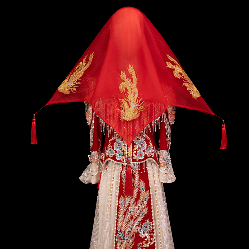 Red Veil 2025 Bride Wedding Veil High-End Semi-Transparent Chinese Xiuhe Dress Ancient Style Red Head Covering Tulle Red Veil 2025 Bride Wedding Veil High-End Semi-Transparent Chinese Xiuhe Dress Ancient Style Red Head Covering Tulle