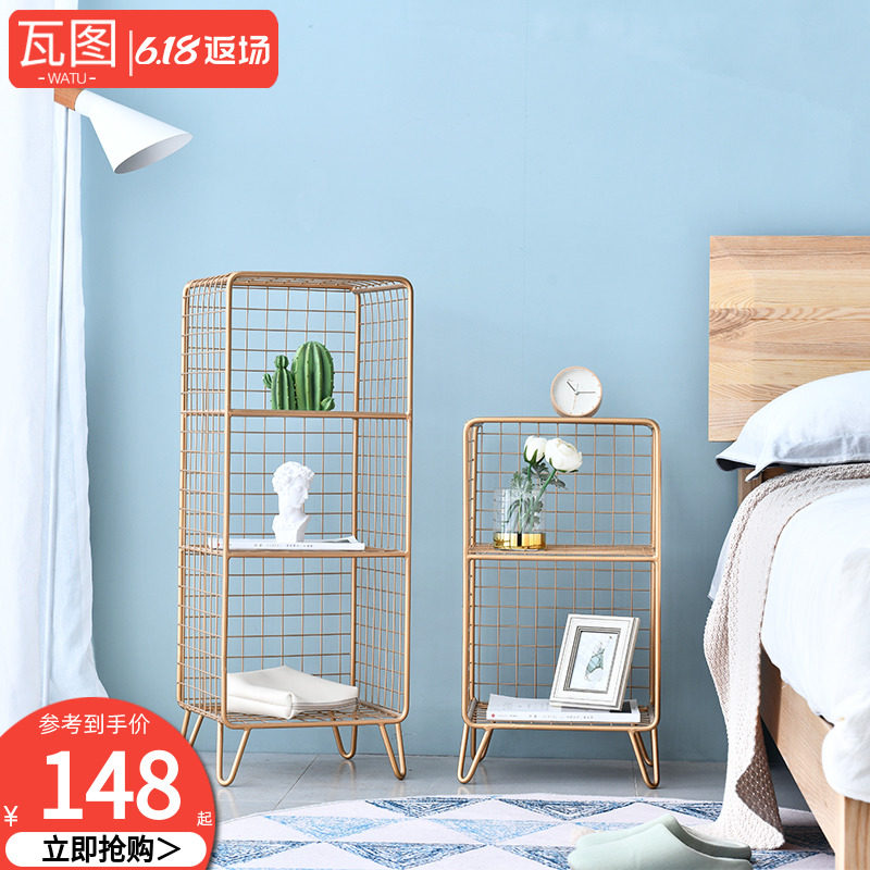 Nordic Shelf-Floor Bedroom Side Cabinet Minimalist Multilayer Modern Bookshelf Small Family Living Room Containing Lockers