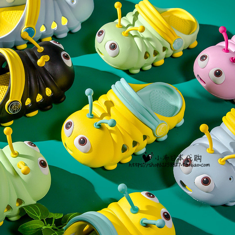 Japan cute baby Summer men and women shoes 1-3 Anti-slip soft bottom caves Baotou caterpillar Children cool slippers