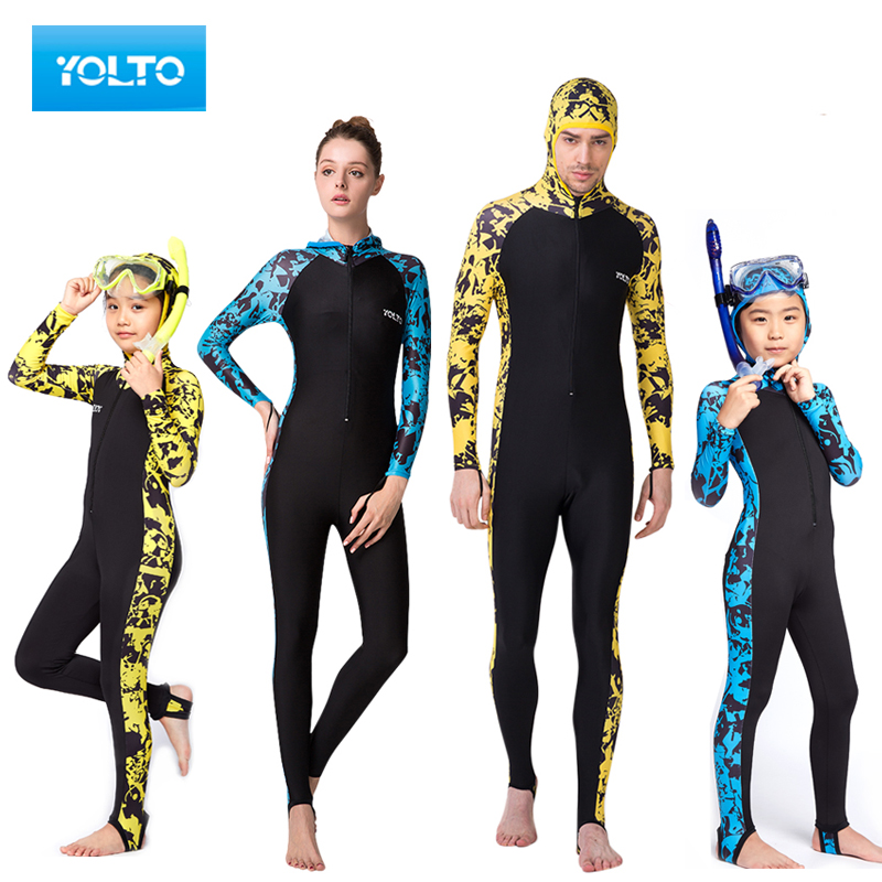 Children's men's and women's chest pad hat wetsuit long-sleeved swimsuit full body one-piece snorkeling suit jellyfish clothing sunscreen clothing
