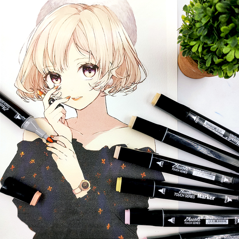touch marker pen single selection student painting single hand-drawn animation Flesh color skin color set Black No 0 color No 0 colorless monochrome Black bulk a single buy complementary color system sell