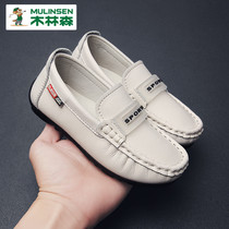 Mulinsen Boys Doudou Shoes 2022 Spring Trendy Leather Waterproof Slip-on Korean Style Fashion Soft Sole Childrens Shoes