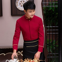 Мужской красный лонгслив, фартук