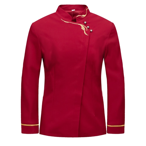 Отель Hotel Office Service Long -sleed Женская женская китайская ресторан Hotpot Hotpot Front Hall Worker Air -Британская печатная слово