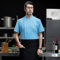 Синий фартук, короткий рукав