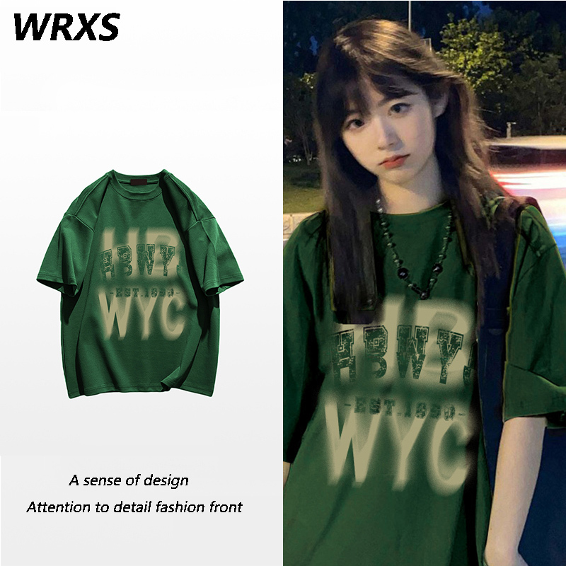 American Retro Dark Green Pure Cotton Short-Sleeved T-Shirt for Women Summer 2025 New Loose Street Style Half-Sleeved Top