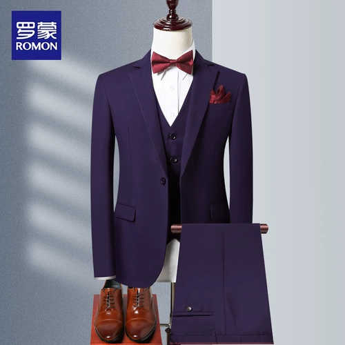 Мужской красный комплект, пиджак классического кроя, свадебное платье, в корейском стиле, облегающий крой