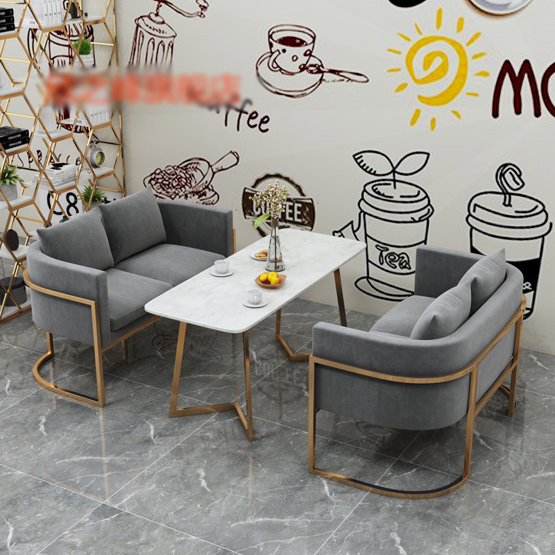 Milk Tea Shop Table and Chair Cafe Combination Casual Double Card Seat Sofa Table and Chair Combination Dessert Shop Photo Studio Sofa