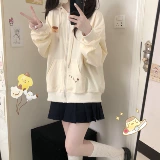 Оригинальная японская милая толстовка с капюшоном для школьников, флисовый лонгслив, мультяшная куртка