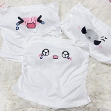 Японский милый базовый белый топ с чашечками, облегающий крой