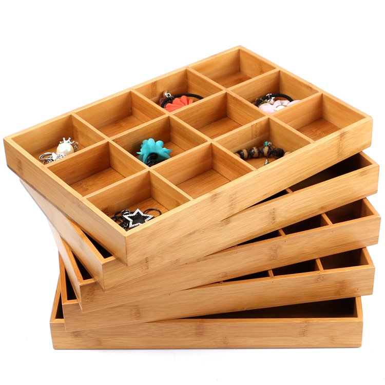 Bamboo Jewelry Display Tray, Jewelry Storage Tray, Divided Tray, Jade Jewelry Display Tray, 6/12/18/24 Trays