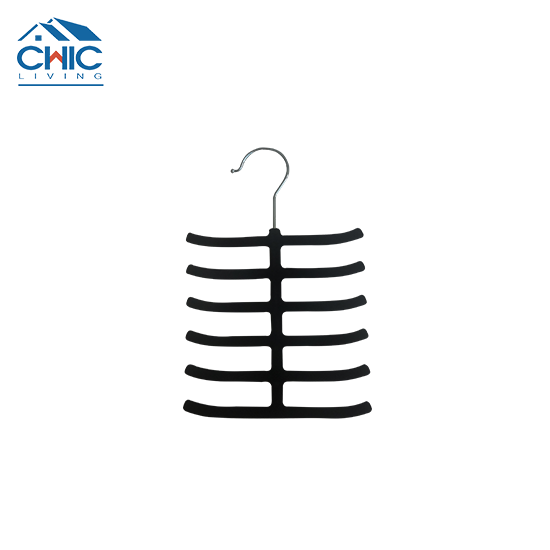 Tie storage hanger Silk scarf multi-layer storage artifact organizing rack flocking hanging tie rack fish skeleton multi-functional